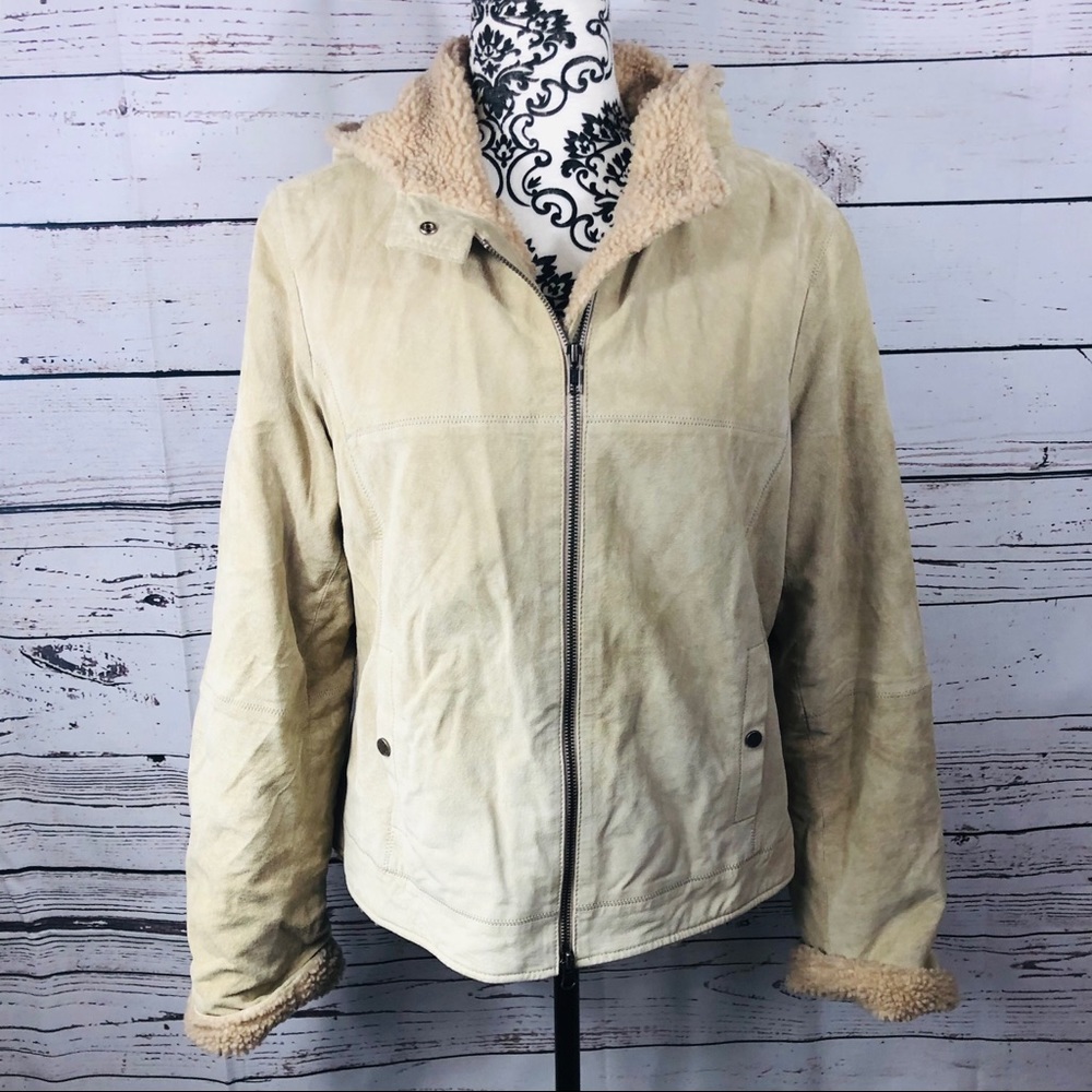 Danier Suede Leather Shearling Jacket Coat M